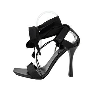 Gucci Tom Ford Black Lace Up Heels Ankle Tie Sandals 6.5